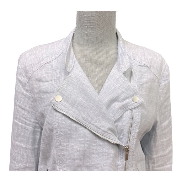 LOFT Pale Blue Linen
Asymmetric Zipper Moto
Jacket Women's L - Picture 8 of 15